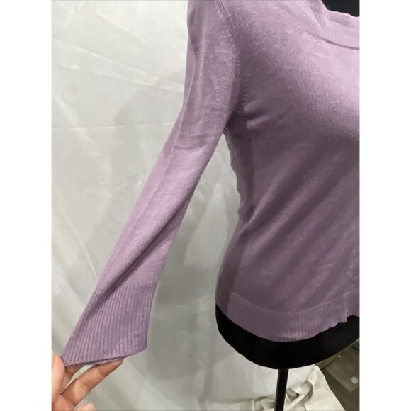 JACLYN SMITH Classic Silk Cashmere 3/4 Sleeve Lilac Knit Pullover Sweater Small - Picture 5 of 8